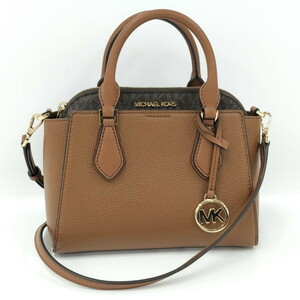 【中古】MICHAEL KORS ダリア2 2WAY ショルダーバッグ ハンドバッグ サッチェル レザー キャメル ダークブラウン 35F0GDIC1L