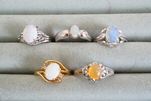 B756 天然オパール opal リング 指輪 ヴィンテージ アクセサリー カラーストーン 大量 セット まとめて おまとめ まとめ売り 装飾品