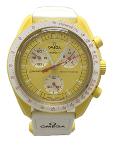 OMEGA◆クォーツ腕時計/アナログ/-/YLW/WHT/×SWATCH/2022年モデル/バイオセラミックムーン