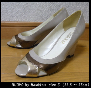 ■NUOVO by Hawkins ヌォーヴォ エナメル ウェッジソール パンプス S（22.5～23）中古良品