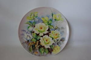 市ノ木慶治【オールドノリタケ noritake 日本陶器☆黄色い薔薇の絵皿 飾皿】k .shinoki銘あり/レトロ・アンティーク・ビンテージ・当時もの