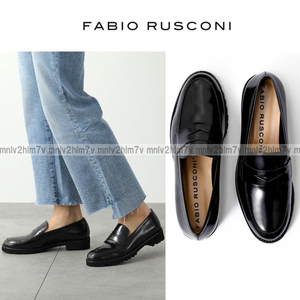 新品同様・未使用【FABIO RUSCONI　ファビオルスコーニ】ASCOT レザー　ローファー　軽量ソール　ブラック黒　38サイズ　ボリュームソール