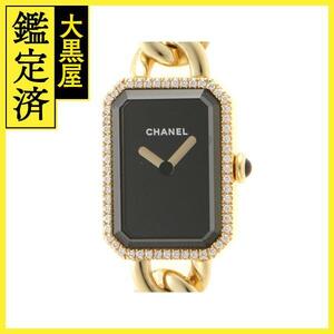 CHANEL　シャネル　プルミエール　Ｄベゼル　H3258　YG　ブラック文字盤　クォーツ【432】2143100417632