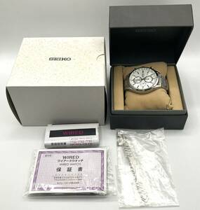 【7519】現状稼働品 SEIKO セイコー WIRED ワイアード 7T92-0SM0 QZ シルバー文字盤 クロノグラフ メンズ腕時計 箱付き