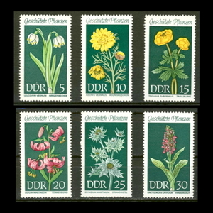 ■東ドイツ切手　1969年　花 / 保護植物　6種完