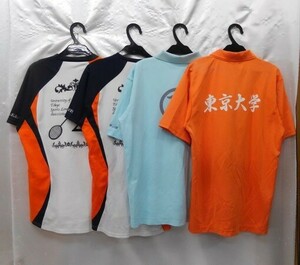 bw_2726r 4枚セット 東京都 国立 東京大学 男子バドミントン ユニフォームシャツ ゲームシャツ ミズノ ヨネックス製