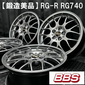 レアサイズ 5H 98★美品 BBS RG-R RG740 17×7J +35 4本セット №B231124-B2 アルファロメオ 147 156等/17インチ 鍛造アルミホイール