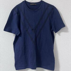 1円〜　LOUISVUITTON ルイヴィトン　Tシャツ 半袖 クルーネック 古着 トップス ネイビー　Mサイズ