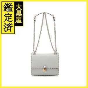 FENDI　フェンディ　ミニキャナイ　チェーンショルダーバッグ　ライトブルー　レザー　8M0381【431】