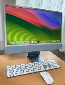 Apple 24inch ブルー iMac 4.5K Retinaディスプレイモデル CPU: M３チップ(8コアCPU・10コアGPU) メモリ:16GB SSD:512GB　2023年12月購入