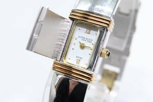 【W145-19】動作品 電池交換済 AK ANNE KLEIN アンクライン SWISS 開閉式 バングル 腕時計 12/N6549 レディース【送料全国一律185円】