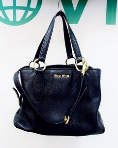 ミュウミュウ MIUMIU レザー　2WAYバッグ ハンド 黒 kz4604201024