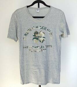 【☆1円スタート☆】Design Tshirts store graniph グラニフ クルーネック Tシャツ グレー カモフラ 迷彩 背景柄 レディース サイズ M #691