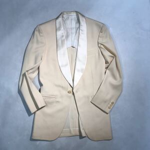 新品B品激安original costumeショールカラータキシードジャケットサイズc7 クリームホワイトカラー　ビンテージ　ウール100%日本製