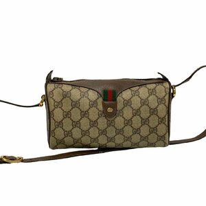 極上 美品 GUCCI オールドグッチ グッチ ヴィンテージ シェリーライン GG レザー 本革 ミニ ショルダーバッグ ポシェット ブラウン 98238