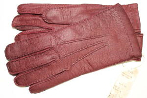 IG-2　新品即決　最高級ペッカリー革カシミヤ手袋　Italguanto　イタルグアント　イタリア製　23cm　8インチ　ブランド紳士メンズグローブ