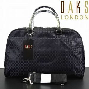 新品 DAKS LONDON ダックスロンドン 日本製 2WAY ショルダーベルト付 ボストンバッグ 黒 ACE エース製造 メンズ レディース