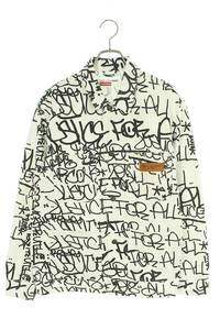 シュプリーム コムデギャルソンシャツ 18AW Printed Canvas Chore Coat サイズ:M プリンテッドキャンバスチョアコートブルゾン 中古 SB01
