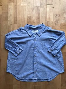【美品・リネン混】Ordinary fits オーディナリーフィッツ バーバーシャツ リネン サイズ0 サックスブルー 7分袖
