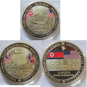 アメリカ トランプ大統領 北朝鮮 金正恩 米朝会談 記念コイン 3枚セット 金貨 記念金メダル 24KGP 2018年 シンガポール 24金P