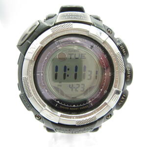 T9856☆CASIO PRO TREK プロトレック PRW-1500J【3132】タフソーラー マルチバンド5 ブラック 中古品【時計】