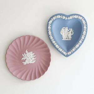 ウェッジウッド　ジャスパー　ハート　ピンク　ブルー 小皿 WEDGWOOD 