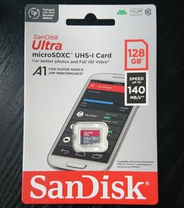 SandiskマイクロSDカード128GB 140mb/s