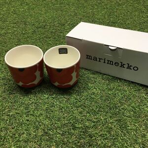 GX4403 MARIMEKKO マリメッコ UNIKKO ウニッコ 067849-001 ラテマグカップ 2個セット食器 ホワイト.レッド 未使用 保管品 コップ