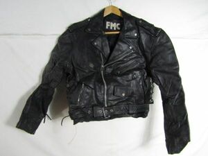 FMC ダブル ライダースジャケット　ブラック　サイズ46　L位　レザー