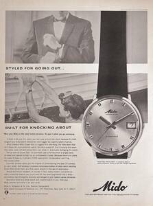 稀少・時計広告！1960年代ミドー時計広告/Mido Ocean Star Powerwind Watch/H