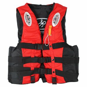 ベスト型 ライフジャケット（笛付き） レッド/赤 大人用 Lサイズ フローティングベスト 救命胴衣 釣り ボート