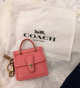 【COACH】■コーチ■バックモチーフ■バックチャーム■ミニチュアバック■ピンク■レザー◆牛革◆艶消しメタルゴールド・フック金具◆美品!