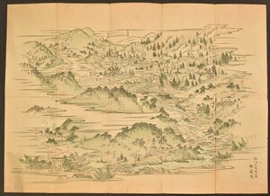 大原名所略図 原在泉画 明治28年刊 色刷 京都 刷物 古地図 和本 古文書