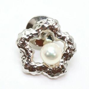 ＊TASAKI(田崎真珠)アコヤ本真珠ピンブローチ＊a 約4.9g 約6.5mm あこや パール pearl accessory jewelry broach silver CE9/DA6