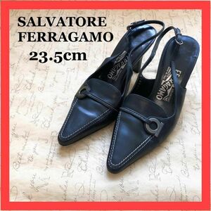 SALVATORE FERRAGAMO スムース ブラック 6サイズ 23.5cm相当 