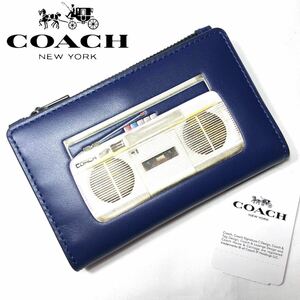【新品】COACH コーチ 折り財布 財布 スリム バイフォールド カード ウォレット ウィズ 80’S ブームボックス グラフィック C3179