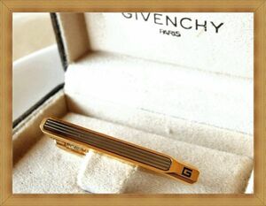 ★ジバンシィ/GIVENCHY PARIS ケース付き★ヴィンテージ★ゴールド×メタリックブラック★ロゴ入りネクタイピン★000