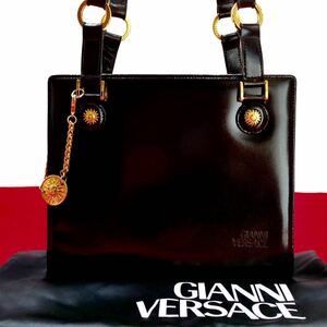 美品　GIANNII VERCACE ヴェルサーチ　ハンドバッグ　サンバースト　シャイニング　艶あり