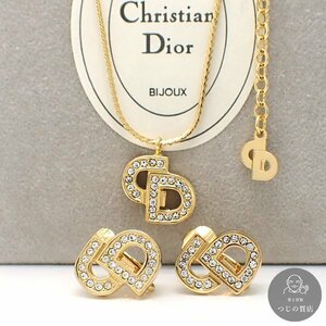 1円～ Christian Dior ネックレス イヤリング セット CDロゴ GP 箱付 クリスチャン ディオール ◆送料600円～◆～4/23(火)終了 質屋-9606