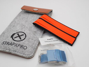 STRAPXPRO SX1A 　ラバーバンド　SEIKO SKX シリーズ用 オレンジオンブラック　バックル付き