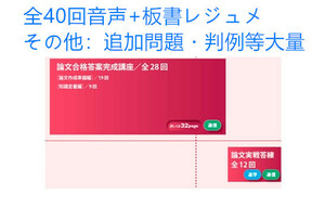 大幅値下げ中！！！「音声+板書レジュメ」2022目標　弁理士　納冨美和の論文合格答案完成コース　全４０回（フルセット）　約30万円のもの