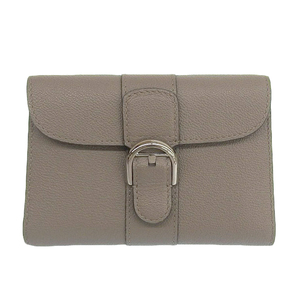 デルボー DELVAUX ブリヨン コンパクトウォレット 三つ折り財布 レザー グレージュ AB0493AAU0 中古 新入荷 OBB0539