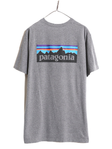 19年製 パタゴニア ポケット付き 両面 プリント 半袖 Tシャツ メンズ L / Patagonia アウトドア ポケT P6 ボックスロゴ バックプリント 灰