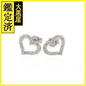 JEWELRY ノンブランド ジュエリー ハート ピアス K18 ホワイトゴールド ダイヤモンド 0.33カラット 1.9g【473】