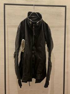 boris bidjan saberi バイカラー　j1 レザージャケット　ボリスビジャンサベリ　ハイネック