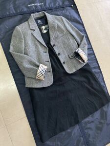 【フォーマル】BURBERRYLONDON バーバリーロンドン キッズ130 女の子 羊毛ツイードジャケット ノースリーブワンピース セット 秋冬 七五三