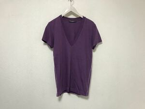 本物ドルチェアンドガッバーナDOLCE&GABBANAコットンVネック半袖Tシャツメンズアメカジサーフミリタリービジネススーツ紫パープル44S