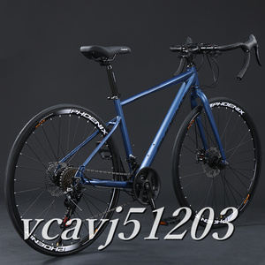 ◆新品◆2024年モデル SHIMANO 21段変速！ロードバイク 軽量 前後ディスクブレーキ 通勤 通学 700C 自転車 フェンダー付き ブルー