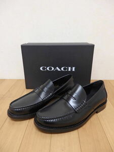 T80-6.3) COACH / コーチ　メンズ ローファー　革靴　 黒　 EU41　25.5cm　SPAZZ MANHTN LTR LOA　靴 シューズ