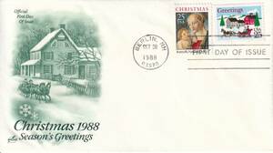【ＦＤＣ】クリスマス切手（１９８８年）（アメリカ）　t2792